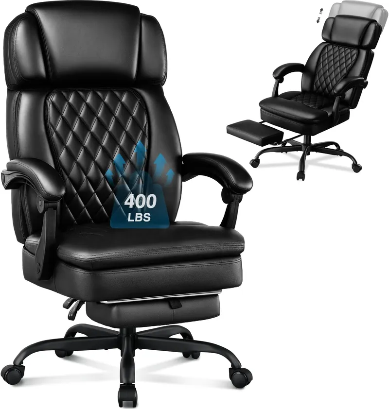 WAILOR 400lbs Executive Office Chair with Foot Rest for Heavy People