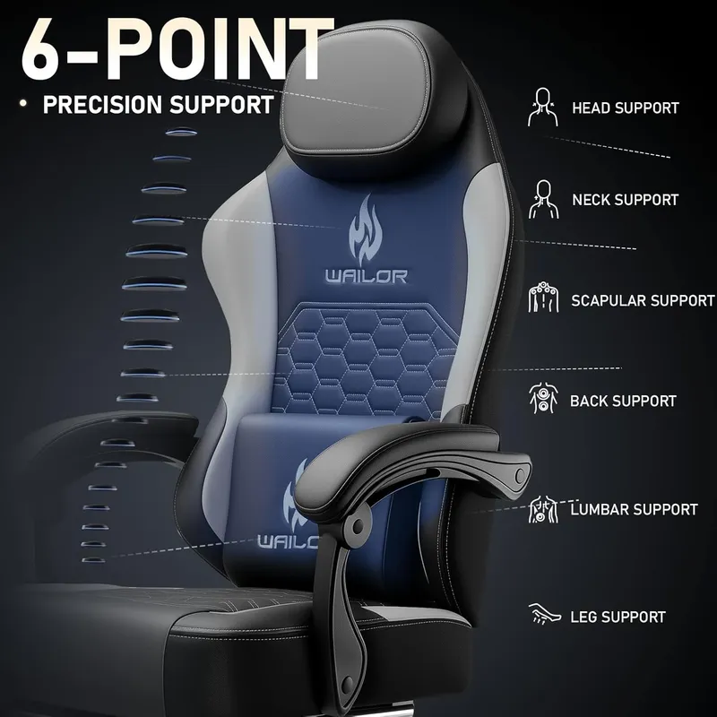 WAILOR Ergonomic Gamer Chairs for Adults with Footrest 300lbs